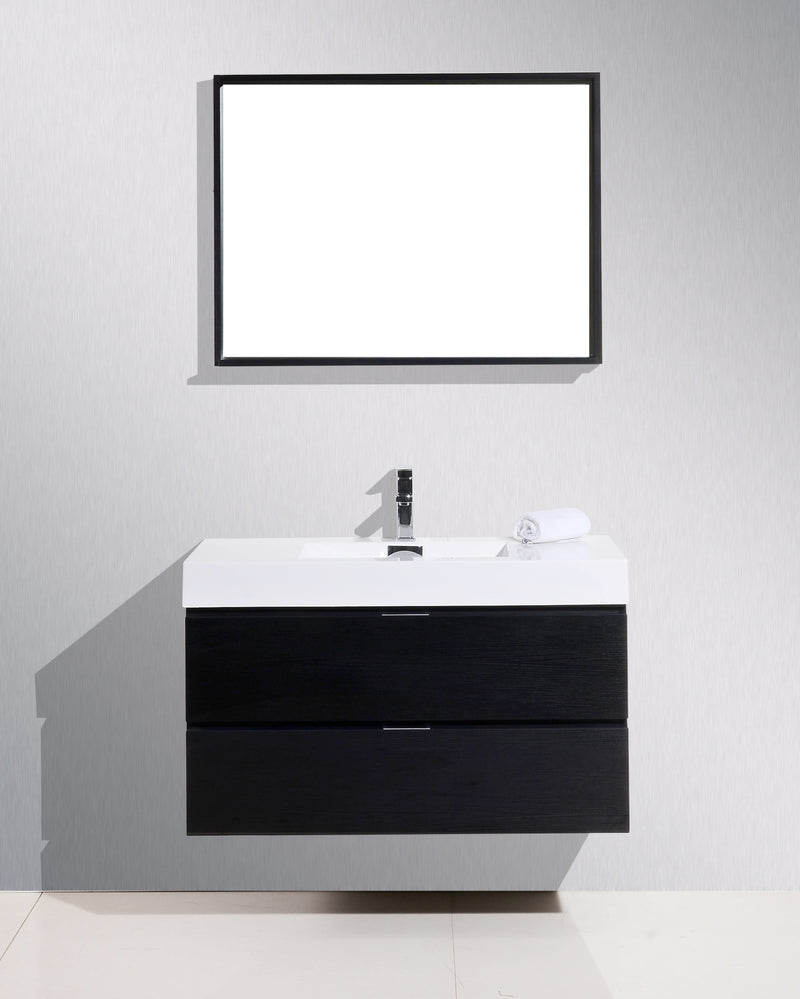 KubeBath Bliss 40" Black Wall Mount Modern Bathroom Vanity