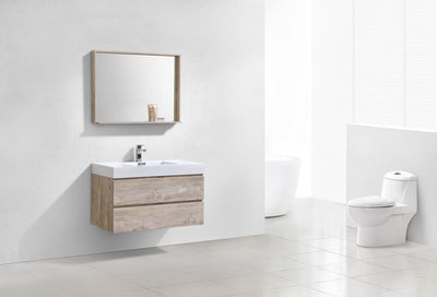 KubeBath Bliss 40" Nature Wood Wall Mount Modern Bathroom Vanity