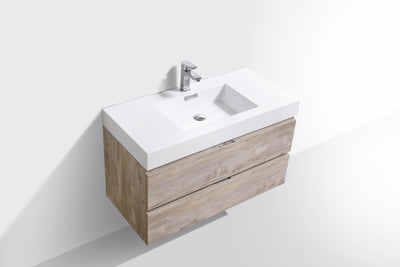 KubeBath Bliss 40" Nature Wood Wall Mount Modern Bathroom Vanity