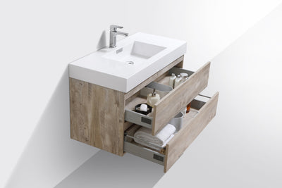 KubeBath Bliss 40" Nature Wood Wall Mount Modern Bathroom Vanity