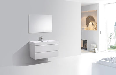 KubeBath Bliss 40" High Gloss White Wall Mount Modern Bathroom Vanity