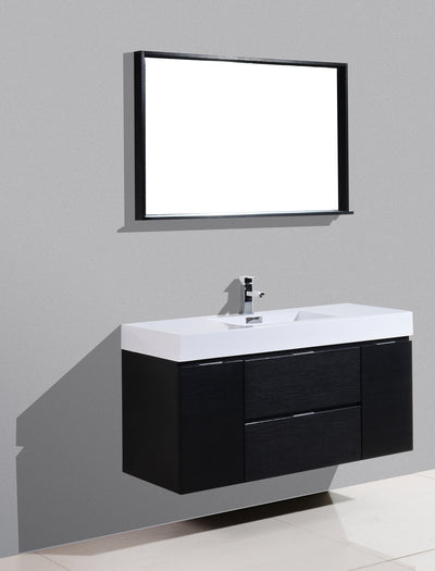 KubeBath Bliss 48" Black Wall Mount Modern Bathroom Vanity