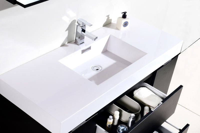 KubeBath Bliss 48" Black Wall Mount Modern Bathroom Vanity