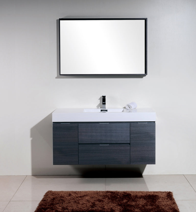 KubeBath Bliss 48" Gray Oak Wall Mount Modern Bathroom Vanity