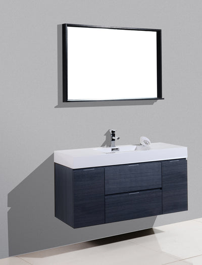 KubeBath Bliss 48" Gray Oak Wall Mount Modern Bathroom Vanity