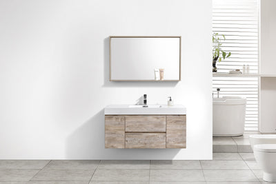 KubeBath Bliss 48" Nature Wood Wall Mount Modern Bathroom Vanity