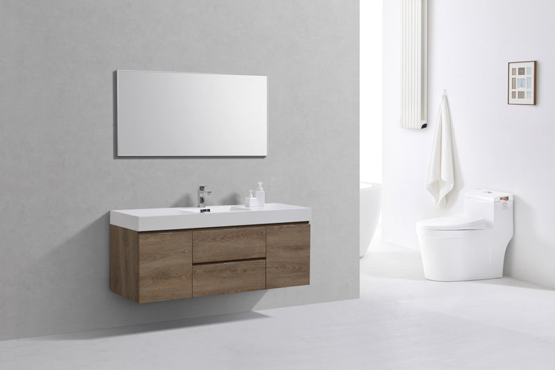 KubeBath Bliss 60" Single Sink Butternut Wall Mount Modern Bathroom Vanity