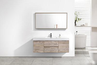 Bliss 60" Single Sink Nature Wood Wall Mount Modern Bathroom Vanity