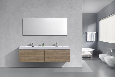 Bliss 72" Double Sink Butternut Wall Mount Modern Bathroom Vanity