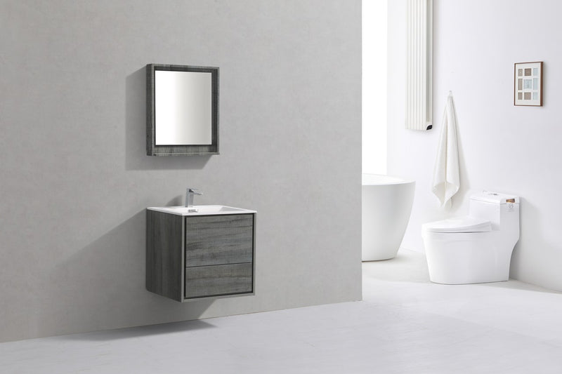 DeLusso 24" Ocean Gray Wall Mount Modern Bathroom Vanity