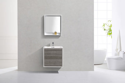 DeLusso 24"  Ash Gray Wall Mount Modern Bathroom Vanity