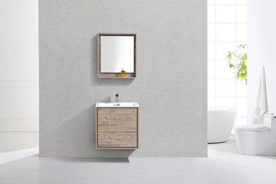 DeLusso 24" Nature Wood Wall Mount Modern Bathroom Vanity