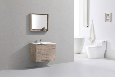 DeLusso 30" Nature Wood Wall Mount Modern Bathroom Vanity