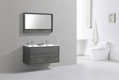 DeLusso 48" Double Sink Ocean Gray Wall Mount Modern Bathroom Vanity