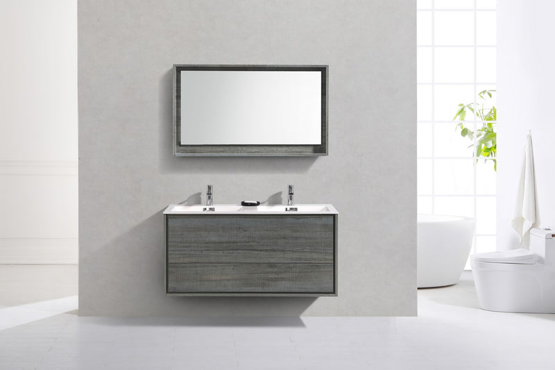 DeLusso 48" Double Sink Ocean Gray Wall Mount Modern Bathroom Vanity