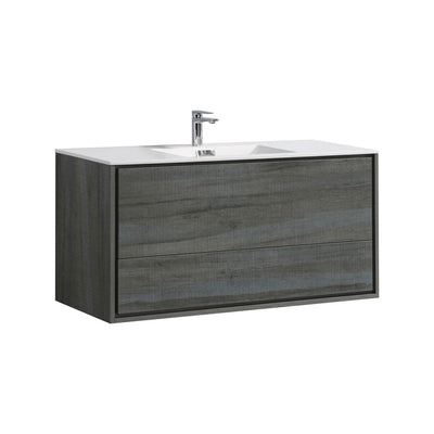 DeLusso 48" Single Sink Ocean Gray Wall Mount Modern Bathroom Vanity