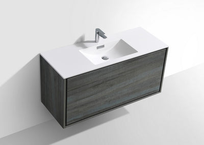 DeLusso 48" Single Sink Ocean Gray Wall Mount Modern Bathroom Vanity