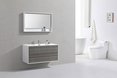 DeLusso 48" Single Sink  Ash Gray Wall Mount Modern Bathroom Vanity
