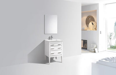 Eiffel 24'' High Gloss White Vanity W/ Quartz Counter Top