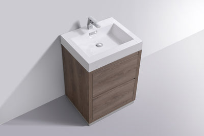 KubeBath Bliss 24" Butternut Free Standing Modern Bathroom Vanity