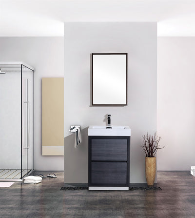 KubeBath Bliss 24" Gray Oak Free Standing Modern Bathroom Vanity