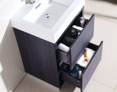 KubeBath Bliss 24" Gray Oak Free Standing Modern Bathroom Vanity