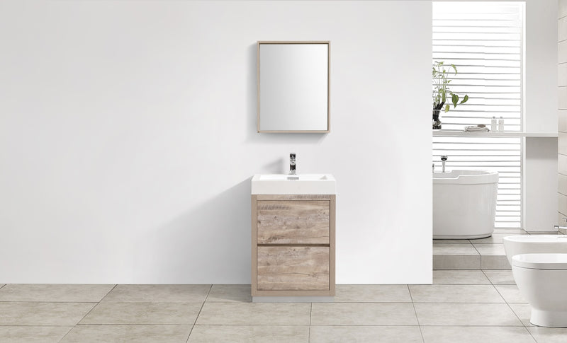 KubeBath Bliss 24" Nature Wood Free Standing Modern Bathroom Vanity