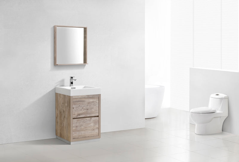 KubeBath Bliss 24" Nature Wood Free Standing Modern Bathroom Vanity