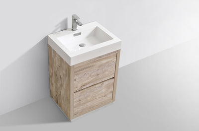 KubeBath Bliss 24" Nature Wood Free Standing Modern Bathroom Vanity