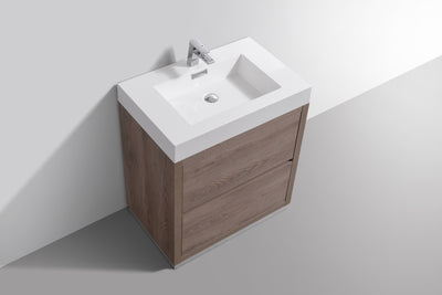 KubeBath Bliss 30" Butternut  Free Standing Modern Bathroom Vanity