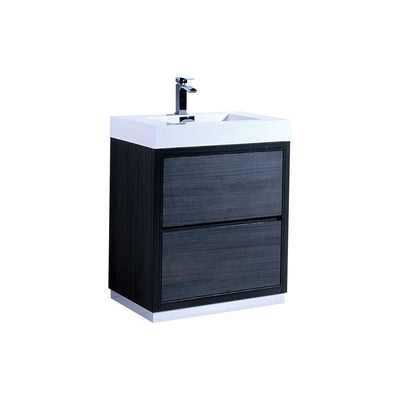 KubeBath Bliss 30" Gray Oak Free Standing Modern Bathroom Vanity