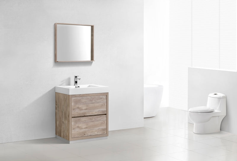 Kube Bath - Bliss 30" Nature Wood Free Standing Modern Bathroom Vanity