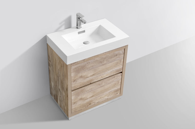 Kube Bath - Bliss 30" Nature Wood Free Standing Modern Bathroom Vanity