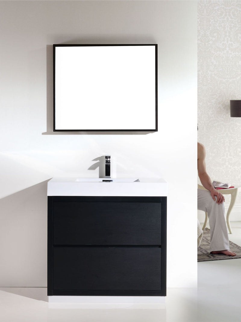 KubeBath Bliss 36" Black Free Standing Modern Bathroom Vanity