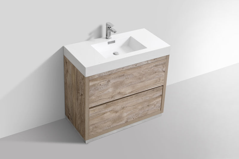 Kube Bath - Bliss 36" Nature Wood Floor Mount Modern Bathroom Vanity