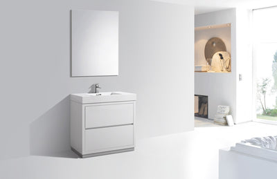 KubeBath Bliss 36" High Gloss White Free Standing Modern Bathroom Vanity