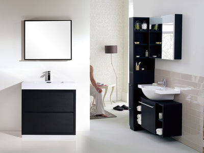 KubeBath Bliss 40" Black Free Standing Modern Bathroom Vanity