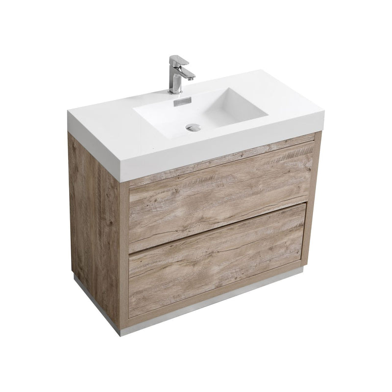 KubeBath Bliss 40" Nature Wood Free Standing Modern Bathroom Vanity