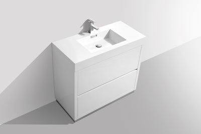 KubeBath Bliss 40" High Gloss White Free Standing Modern Bathroom Vanity