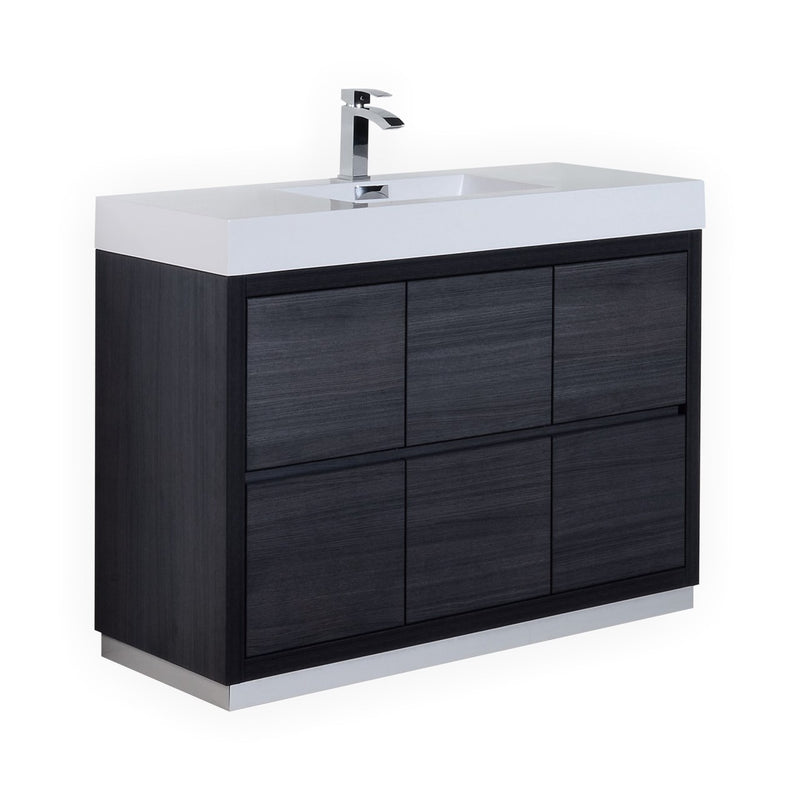 KubeBath Bliss 48" Gray Oak Free Standing Modern Bathroom Vanity