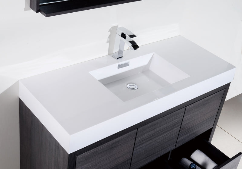 KubeBath Bliss 48" Gray Oak Free Standing Modern Bathroom Vanity