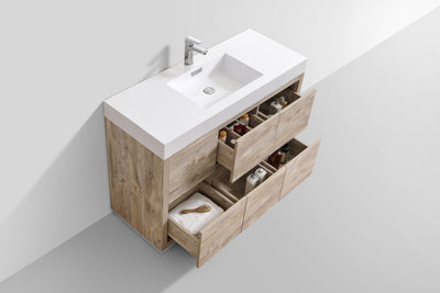 KubeBath Bliss 48" Nature Wood Free Standing Modern Bathroom Vanity