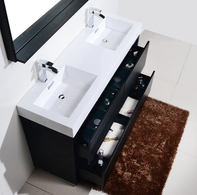KubeBath Bliss 60" Double  Sink Black Free Standing Modern Bathroom Vanity