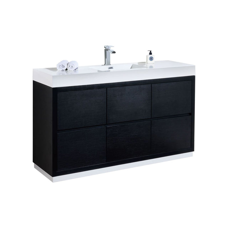 KubeBath Bliss 60" Single Sink Black Free Standing Modern Bathroom Vanity