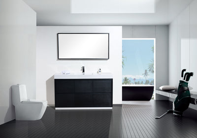 KubeBath Bliss 60" Single Sink Black Free Standing Modern Bathroom Vanity