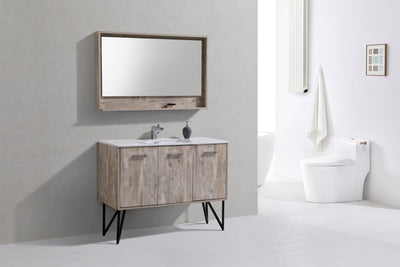 KubeBath Bosco 48" Modern Bathroom Vanity w/ Quartz Countertop and Matching Mirror