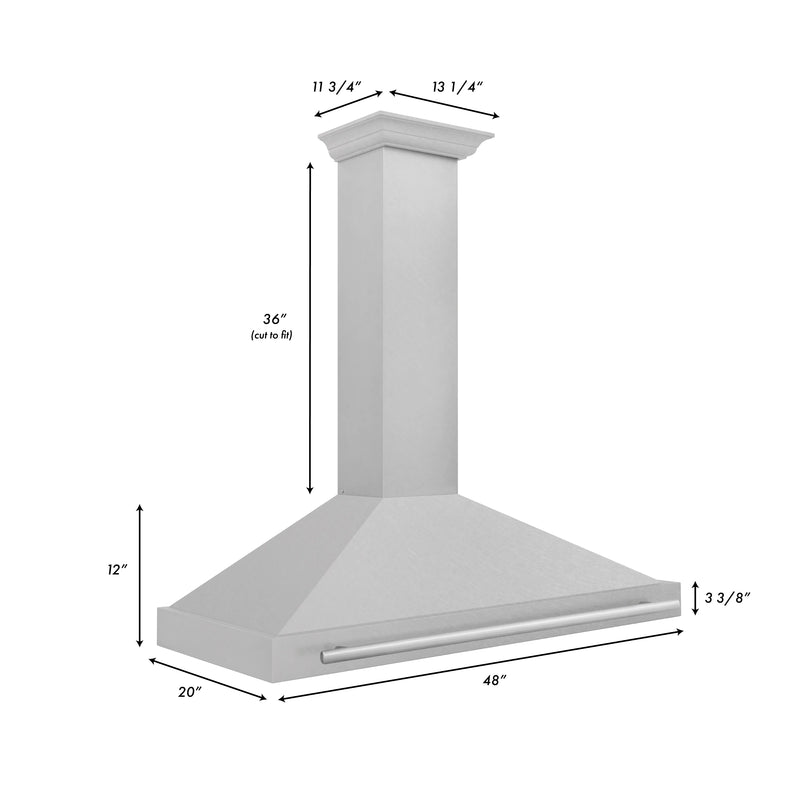 ZLINE 48" DuraSnow® Stainless Steel Range Hood with Shell and Stainless Steel Handle (KB4SNX-48)