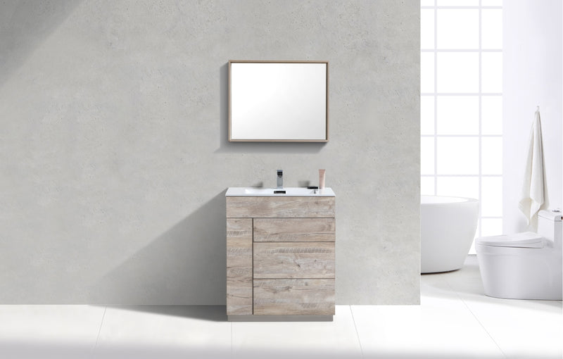 KubeBath Milano 30" Nature Wood Modern Bathroom Vanity