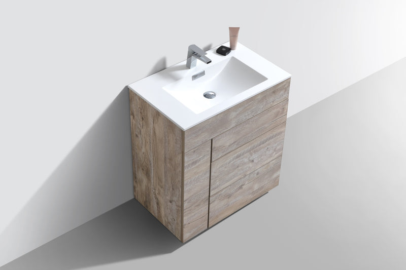 KubeBath Milano 30" Nature Wood Modern Bathroom Vanity