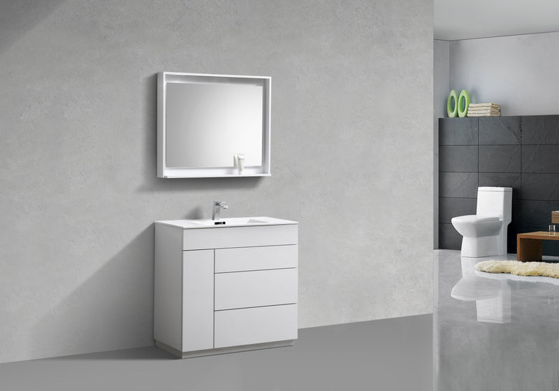 KubeBath Milano 36" High Glossy White  Modern Bathroom Vanity